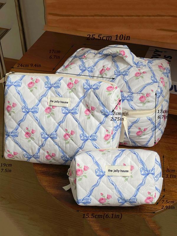 Floral Pattern Makeup Bag for Summer Travel, Summer Travel Essentials, Large Capacity Travel Cosmetic Bag, Multi-functional Storage Bag for Lipstick, Sanitary Napkin, Coins, Keys, Portable Toiletry Bag