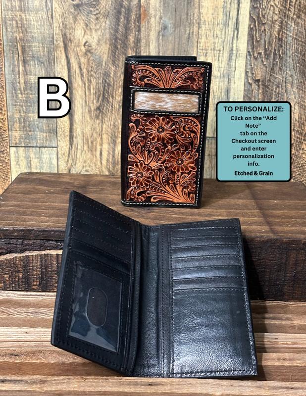 Personalized Men's Cowhide Wallet | Tooled Leather Wallet | Custom Branded Wallet | Gift for Men | Christmas Gift for Men