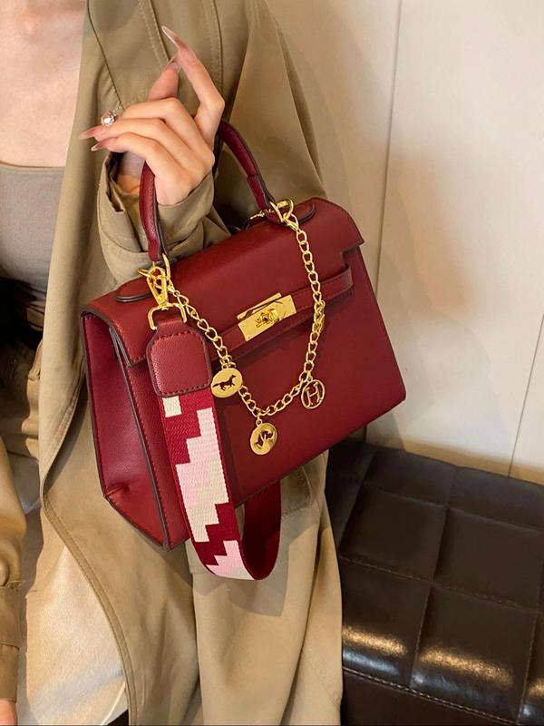 Women's Fashion Chain Strap Shoulder Bag, Casual Solid Color Flap Square Bag, Trendy All-match Commuter Bag for Daily Used