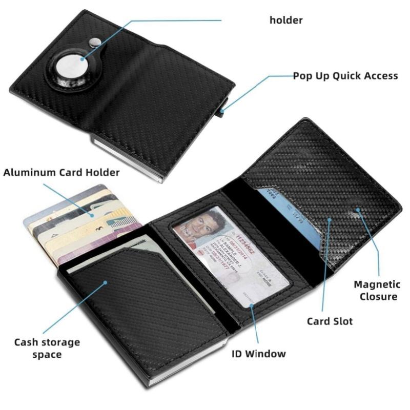 Mens Wallet with Holder,Minimalist Card Holder,Carbon Fiber RFID Technology Credit Card Holder for Women Men with ID Windows,Stealth Holder