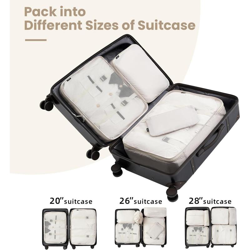 10 Set Packing Cubes Various Sizes Packing Organizer for Travel Accessories Luggage Carry On Suitcase-Cream