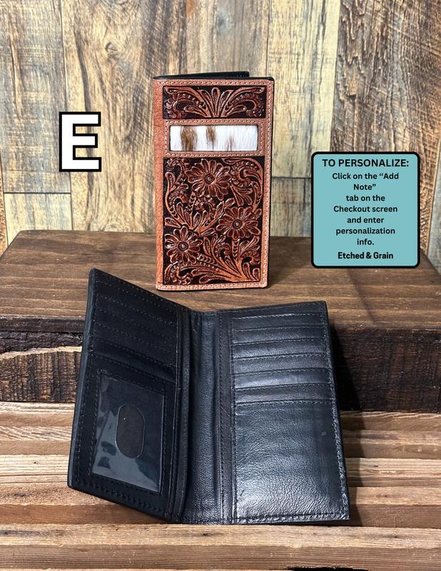 Personalized Men's Cowhide Wallet | Tooled Leather Wallet | Custom Branded Wallet | Gift for Men | Christmas Gift for Men