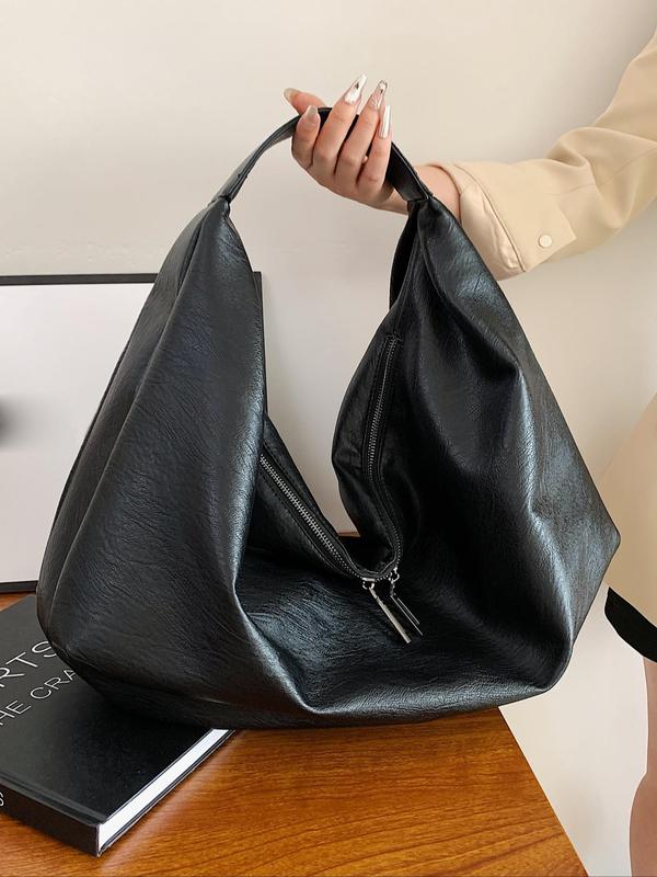 Women's Solid Color Shoulder Bag, Large Capacity Pu Designer Tote Bag for Work & School, Casual Trendy Versatile High-quality Daily Commuting Bag