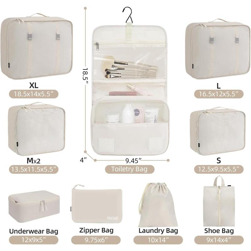 10 Set Packing Cubes Various Sizes Packing Organizer for Travel Accessories Luggage Carry On Suitcase-Cream