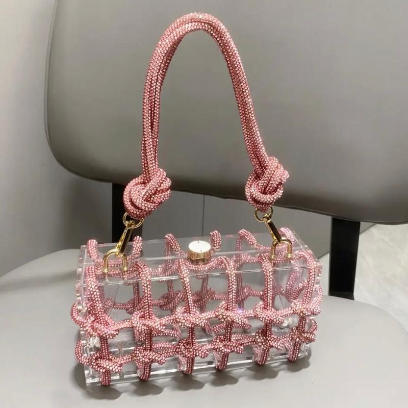 Handle Rhinestones Evening bag silver Crystal Top Handle Bags for Women Purses and Handbags Luxury Designer banquet bag