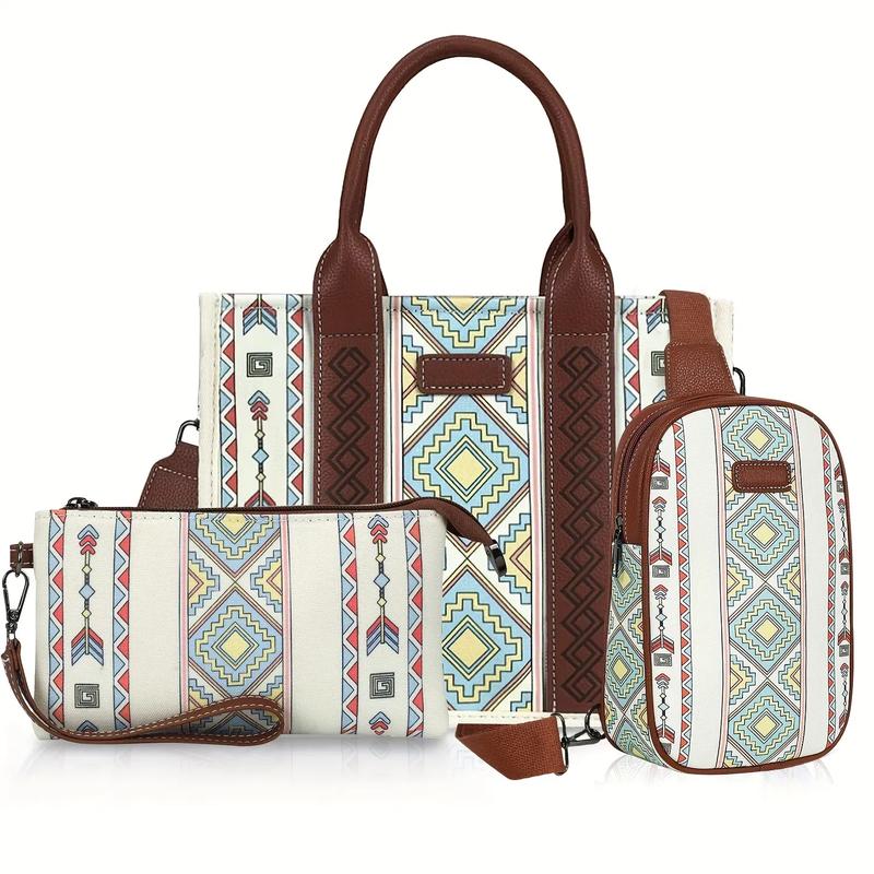 Women's Boho 3-piece Tote Set - lightweight, versatile bag with adjustable straps for everyday use and Christmas gifts tote bag woman gift