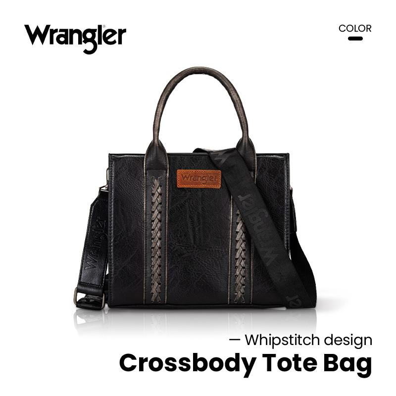 [Wrangler] Vintage Zipper Crossbody Tote Bag with Zipper Pocket and Adjustable Strap - Large Capacity Tote for Personal Items