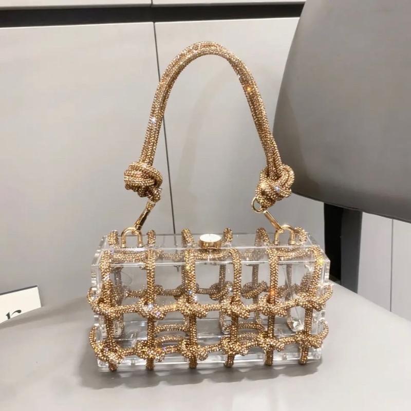 Handle Rhinestones Evening bag silver Crystal Top Handle Bags for Women Purses and Handbags Luxury Designer banquet bag