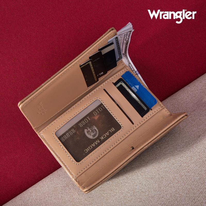 Wrangler Womens Trifold Wallet Card Cases & Money Organizers with Credit Card Holder Wallet & Coin Pouch for Women