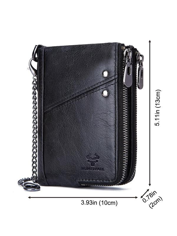 Men's Casual Plain Cowhide Wallet, Rfid Card & Coin Purse with Card Holder Design, Simple Style Trendy Wallet for Work & Daily Use