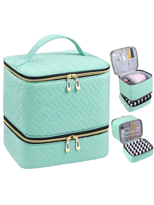 2024 Summer Double Layer Quilted Nail Polish Storage Everyday Bags, Portable Nail Art Organizer, Cosmetic Storage Zipper Makeup Organizer Travel ( Bag Only), Fall Outfits, Fall Freshness