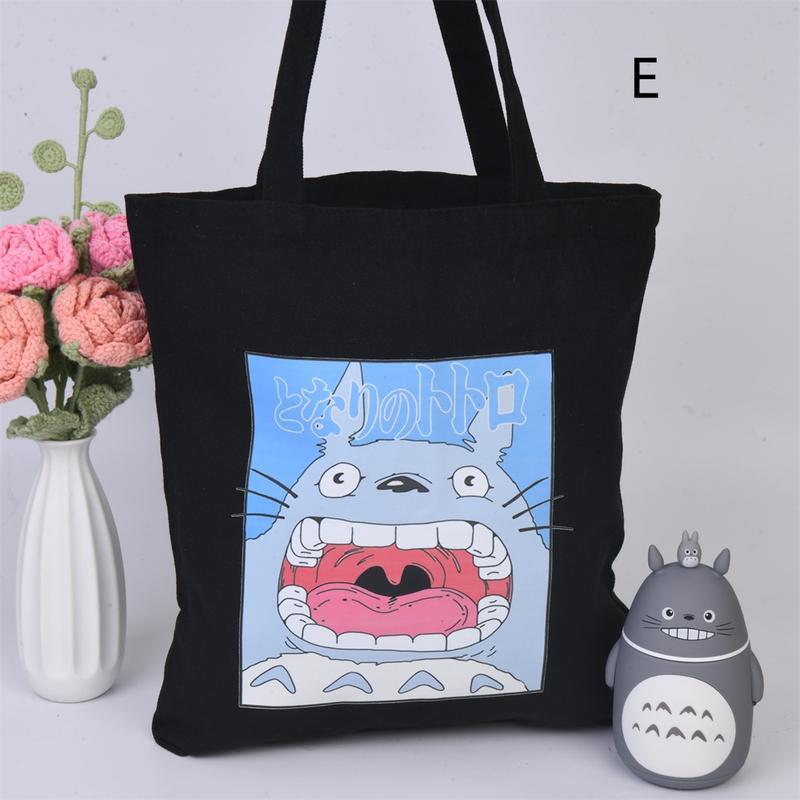 Totoro Canvas Tote Bag, Cute Shopping Bag, Reusable Shoulder Bag,Handmade Fall Bags,Hayao Miyazaki Animation Enthusiast, Christmas Gift tote bag