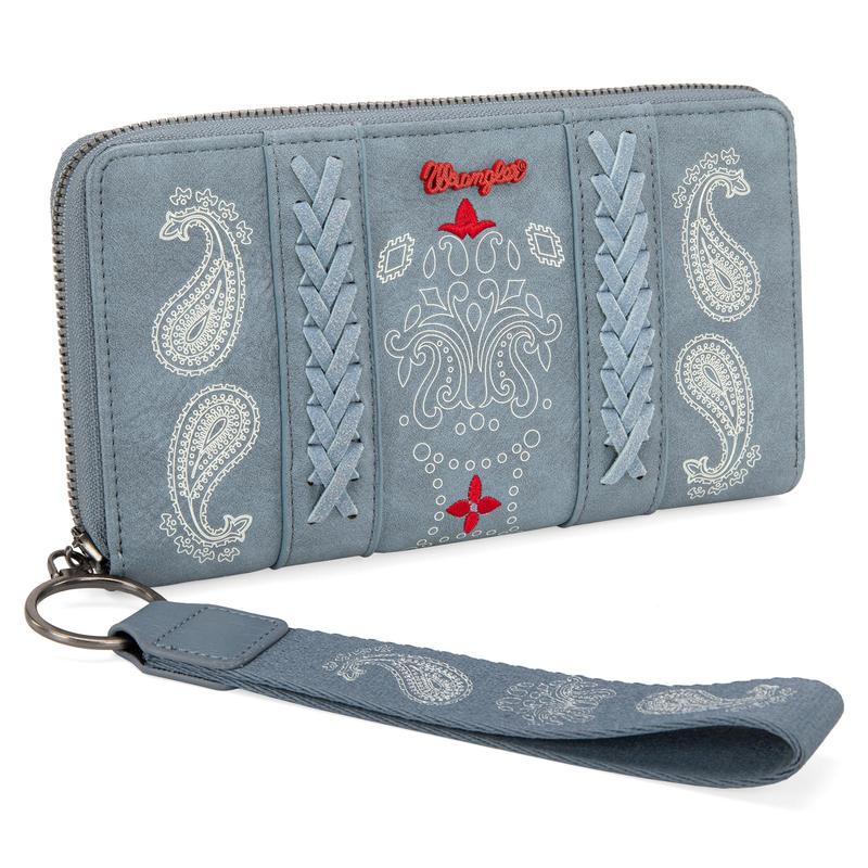 Wrangler Wristlet Wallets for Women, Large Bifold Wallet, Boho Western Cash Wallets woman gift