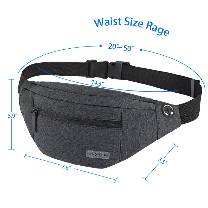 MAXTOP Large Crossbody Fanny Pack with 4-Zipper Pockets,Gifts for Enjoy Sports Festival Workout Traveling Running Casual Hands-Free Wallets Waist Pack Phone Bag Fits All Phones