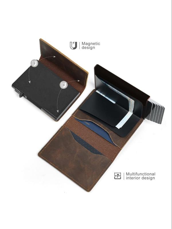 Men's Business Style Plain Color RFID Card Holder As Gift, 2024 New Style Simple Style Ultra-thin Pop-up Card Holder, Casual Trendy Card Holder for Daily Use