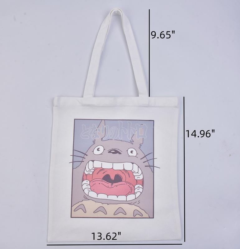 Totoro Canvas Tote Bag, Cute Shopping Bag, Reusable Shoulder Bag,Handmade Fall Bags,Hayao Miyazaki Animation Enthusiast, Christmas Gift tote bag