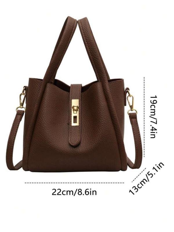 Women's Elegant Lychee Pattern Textured Handbag, Fashionable Pu Leather Crossbody Bag for Daily Used, Casual Trendy Versatile High-quality Daily Commuting Bag