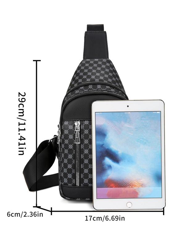 Men's Four-leaf Clovers Pattern Sling Bag, Fashionable Adjustable Waterproof Chest Bag for Daily Used, Casual Versatile High-quality Daily Commuting Bag