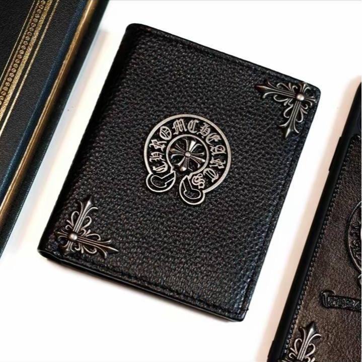 Luxury Designer Leather Wallets for Men and Women with Beautiful Logo - Durable and Fashionable - Men Wallets - Gift for him - Chrome Heart Leather Wallets