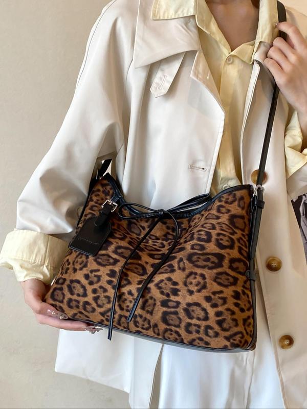 Fashion Leopard Pattern Shoulder Bag, Elegant Crossbody Bag for Women, Casual Trendy Versatile High-quality Daily Commuting Bag