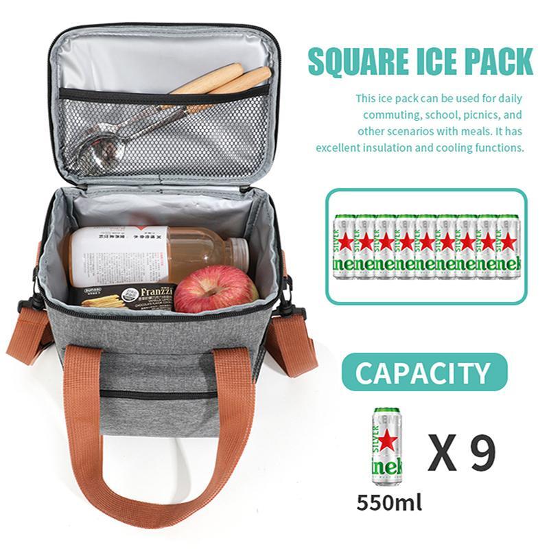 Portable Lunch Bag, 1 Count Large Capacity 3 Layers Bento Bag with Handle, Warm & Cold Insulated Lunch Bag for Work School Travel Picnic