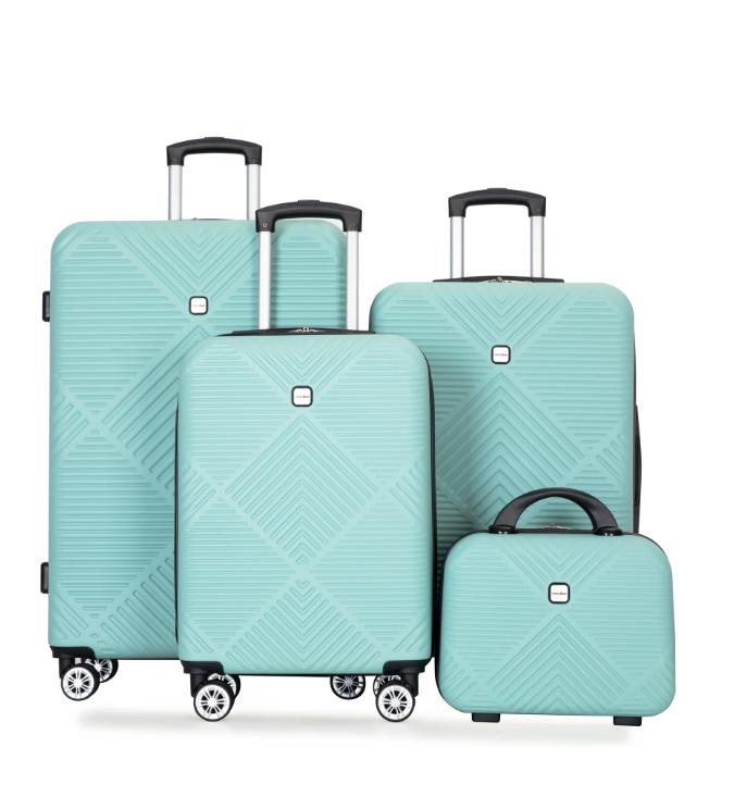 Tripcomp 4-Piece Luggage Set, ABS Hard Suitcase Set with Double Wheels, Large Luggage Set Durable and Lightweight, Carry-on Luggage, Checked Luggage for Travel, Gift