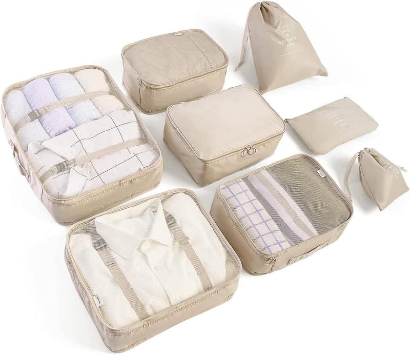 Packing Cubes for Suitcases Travel Luggage Organizers,8 Set Travel  Luggage Organizer for Travel Accessories Shoe Bag Tioletry Bag Laundry Bag