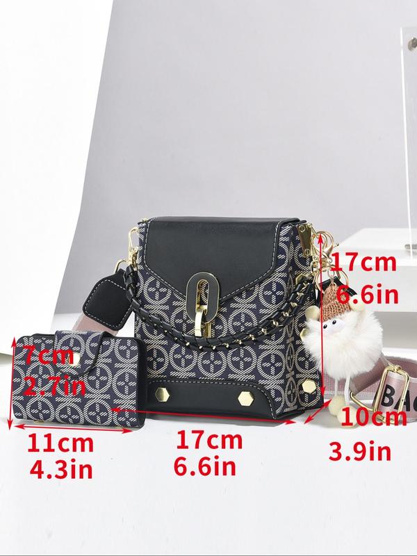 Fashionable PU Leather Crossbody Bag & Coin Purse, Casual Versatile Phone Bag Set for Women, Trendy All-match Commuter Bag for Daily Used