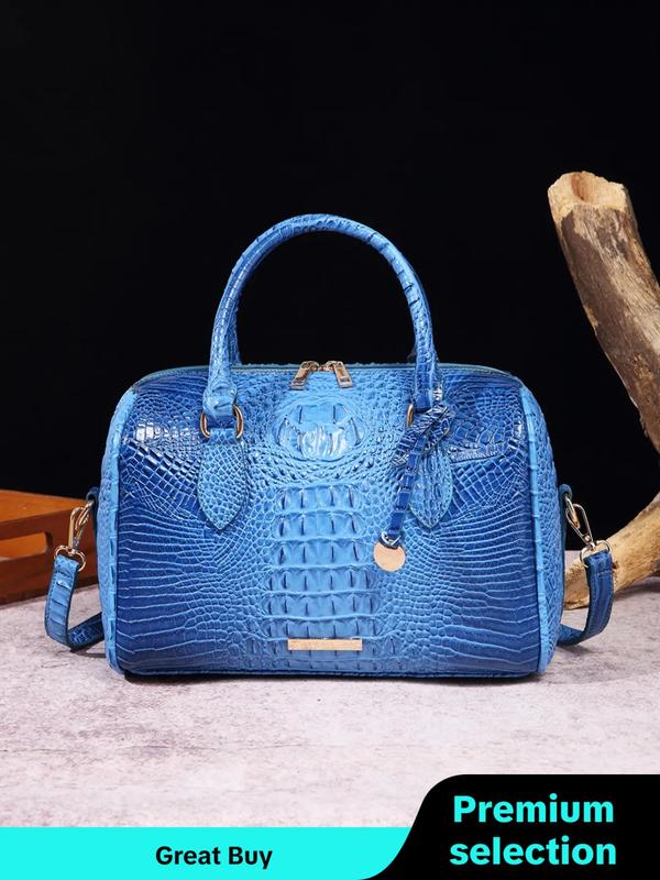 Gradient Crocodile Embossed Tote Bag, Fall Luxury Designer Handbags, Vintage Ombre Lux Shoulder Bag for Gifts, 2024 Trendy Designer Work Tote Bag for Worker & Back To School, Fall Outfits, Fall Freshness