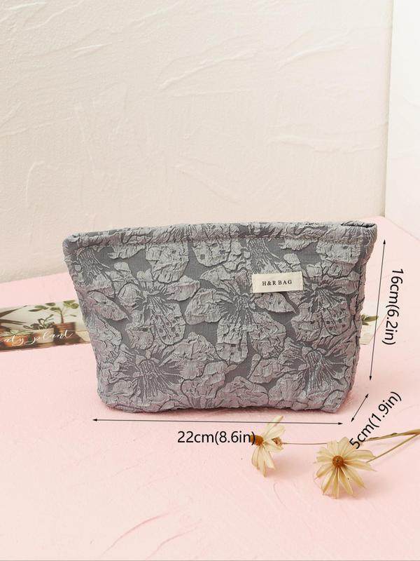 Floral Pattern Makeup Storage Bag, Large Capacity Cosmetic Storage Bag, Portable Zipper Makeup Bag for Women & Girls, Casual Trendy Versatile High-quality Daily Bag