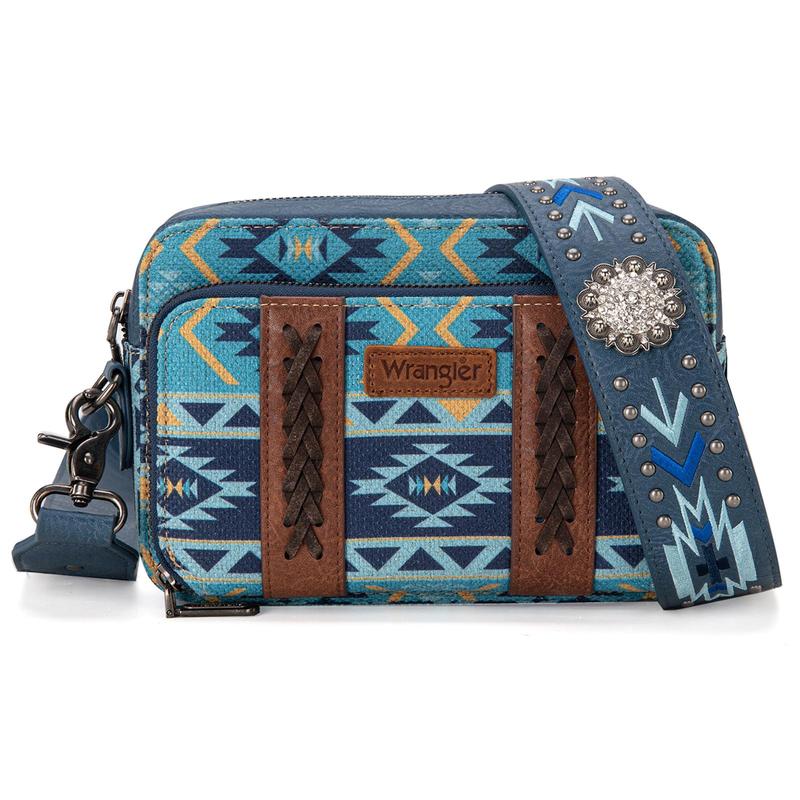 Wrangler Crossbody Bag for Women Boho Aztec Small Western Shoulder Bag with Wide Guitar Strap Gift Coffee WG2207-3003CF