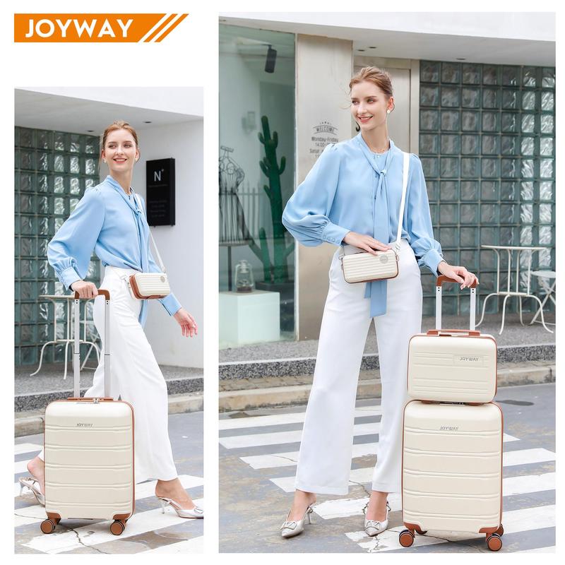 JOYWAY Durable Luggage Sets, 3-5 Piece PP Hardside Suitcases with Spinner Wheels, TSA Lock, Expandable, Lightweight Travel Bags for Family Vacations