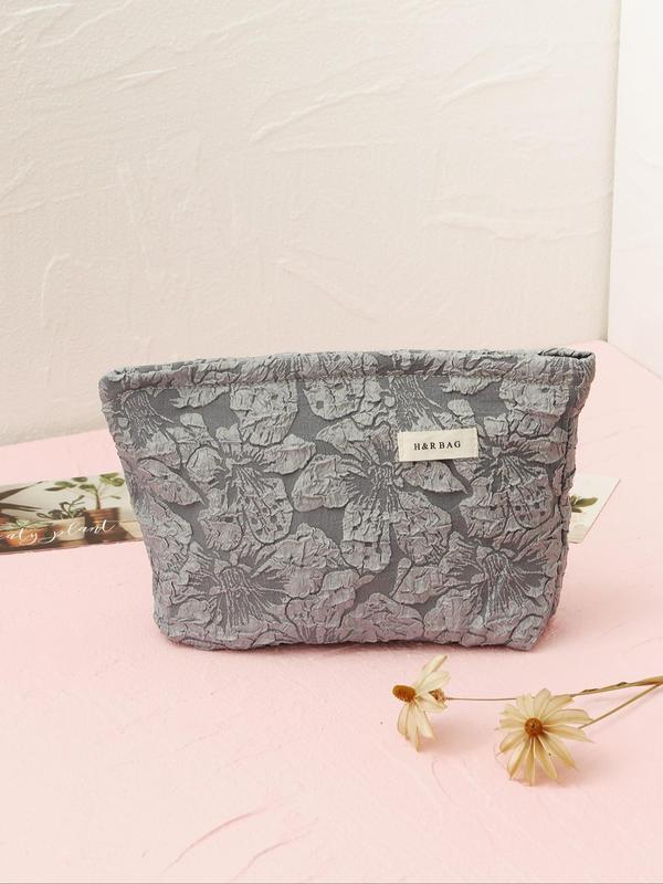 Floral Pattern Makeup Storage Bag, Large Capacity Cosmetic Storage Bag, Portable Zipper Makeup Bag for Women & Girls, Casual Trendy Versatile High-quality Daily Bag