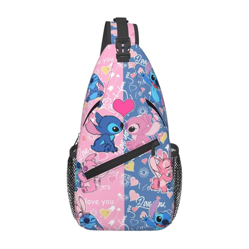 Adult Cartoon Lilo and Stitch Unisex Chest Bags Crossbody Sling Backpack Travel Hiking Daypack for Women Men Shoulder Bag for Runners Gifts - U3