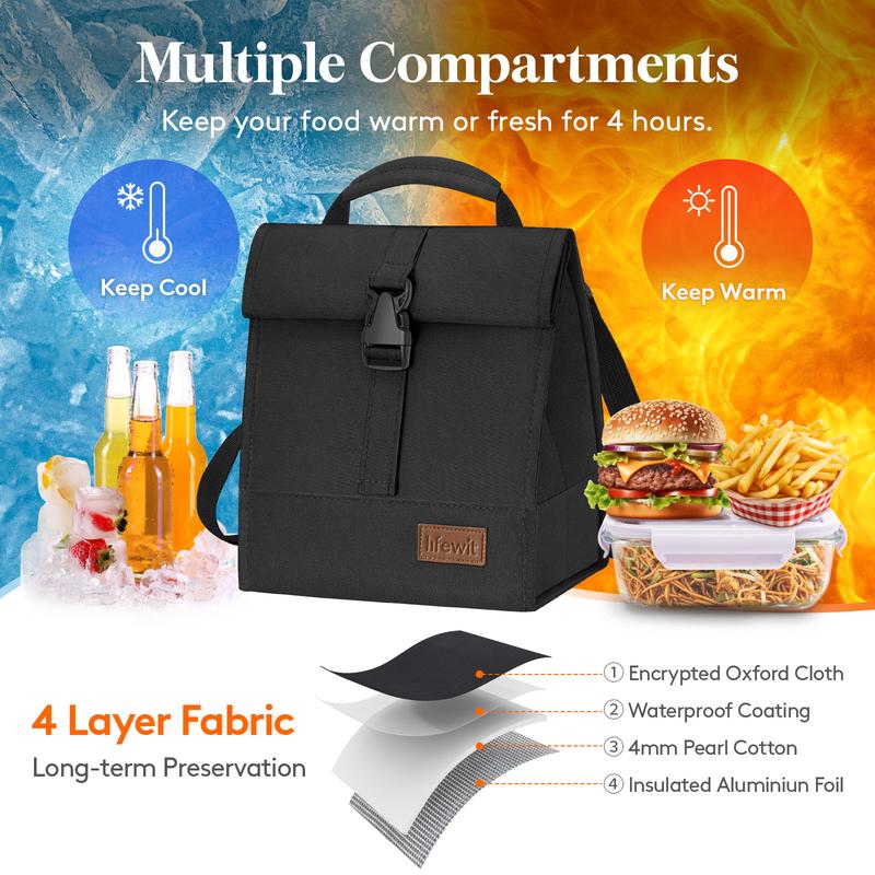 Lifewit Insulated Lunch Bag Rolltop, Portable and Foldable, 8L Capacity for Work, Picnics, Hiking, and Outdoor Activities