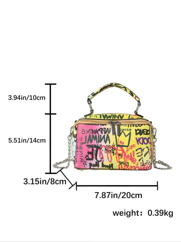 Fashionable Letter & Crown Graffiti Pattern Crossbody Bag, Casual Shoulder Bag for Women, Casual Trendy Versatile High-quality Daily Commuting Bag