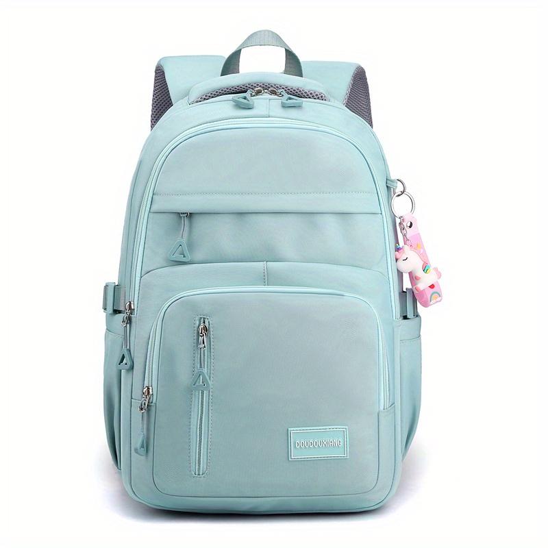 Large Capacity Waterproof Backpack, Solid Color Fashion Casual Nylon Laptop Bag With Adjustable Strap, Trendy Versatile Cute School Bag