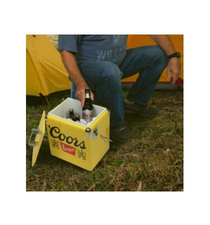 Coors Banquet Retro Ice Chest Cooler W Opener 13L (14 qt) Yellow & Silver