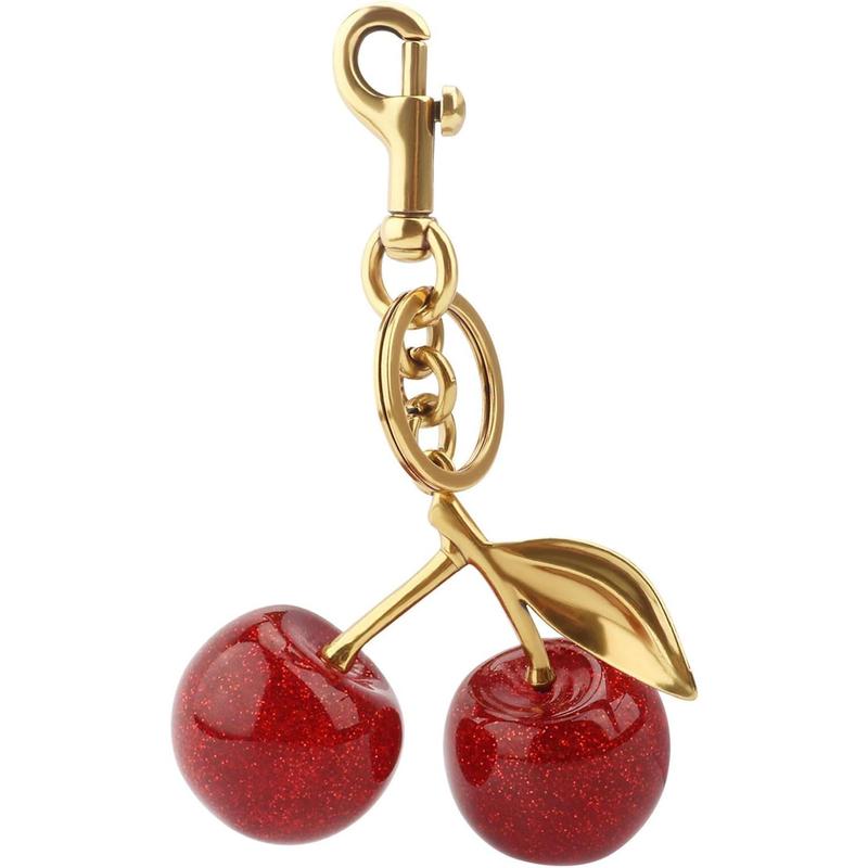 Cute Cherry Bag Charm for Purses and Bags - Luxury Cherry Keychain Charm Accessories with Key Ring and Clip