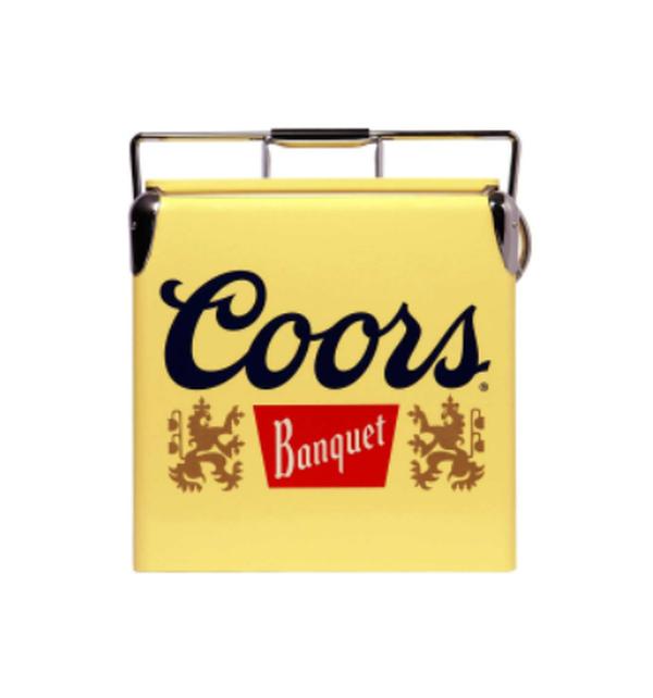 Coors Banquet Retro Ice Chest Cooler W Opener 13L (14 qt) Yellow & Silver