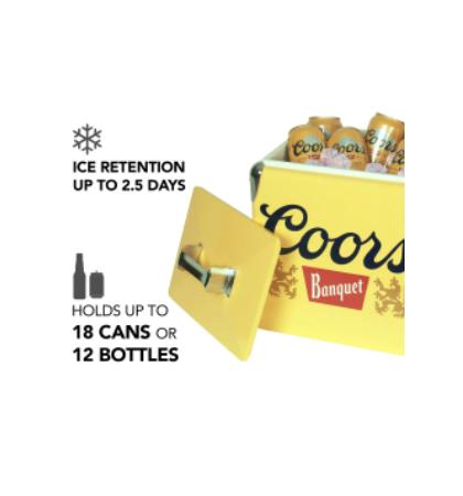 Coors Banquet Retro Ice Chest Cooler W Opener 13L (14 qt) Yellow & Silver