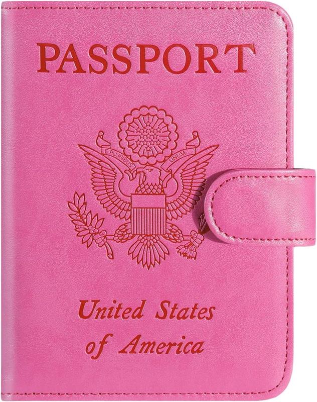 Ultra-Slim Leather Passport Holder and Wallet with RFID Protection – Travel Accessory for Men and Women (Pink)