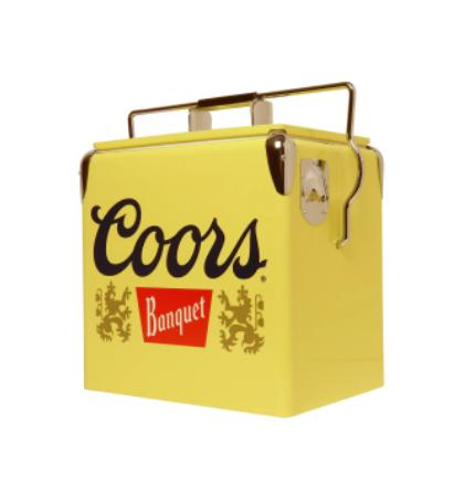 Coors Banquet Retro Ice Chest Cooler W Opener 13L (14 qt) Yellow & Silver