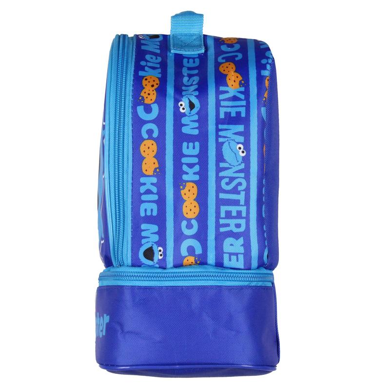 Sesame Street Cookie Monster Dual-Compartment Insulated Lunch Box Bag Tote