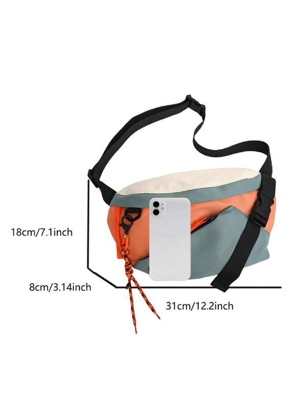 Women's Colorblock Patched Design Fanny Pack, Fashionable Casual Versatile Sling Bag, All-match Commuter Bag for Daily Used