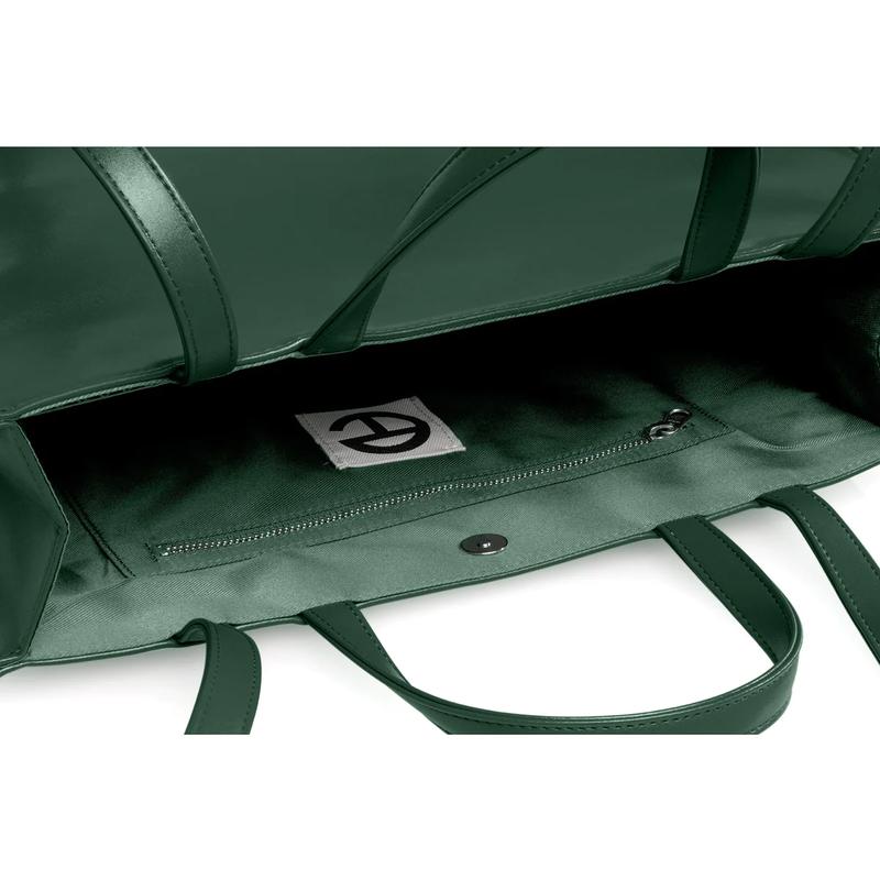 Telfar Medium Shopping Bag - Olive Green Patent with telfar logo