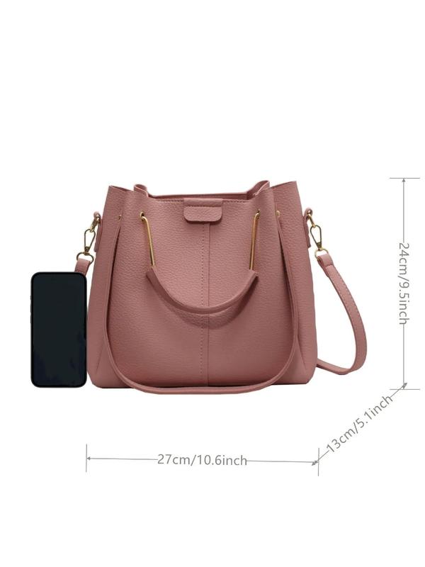 Women's Plain Lychee Pattern Textured Luxury Handbag for Spring, Versatile Shoulder Bag, Casual Versatile Crossbody Bag for Girl, Girlfriend Gifts, Fall Outfits, Fall Freshness, for Fall Unique Everyday Designer Bags