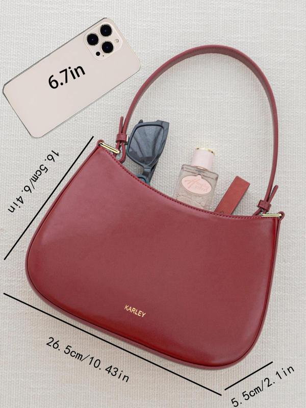 Women's Elegant Minimalist Shoulder Bag, Fashionable Solid Color Underarm Bag, Casual Trendy Versatile High-quality Daily Commuting Bag