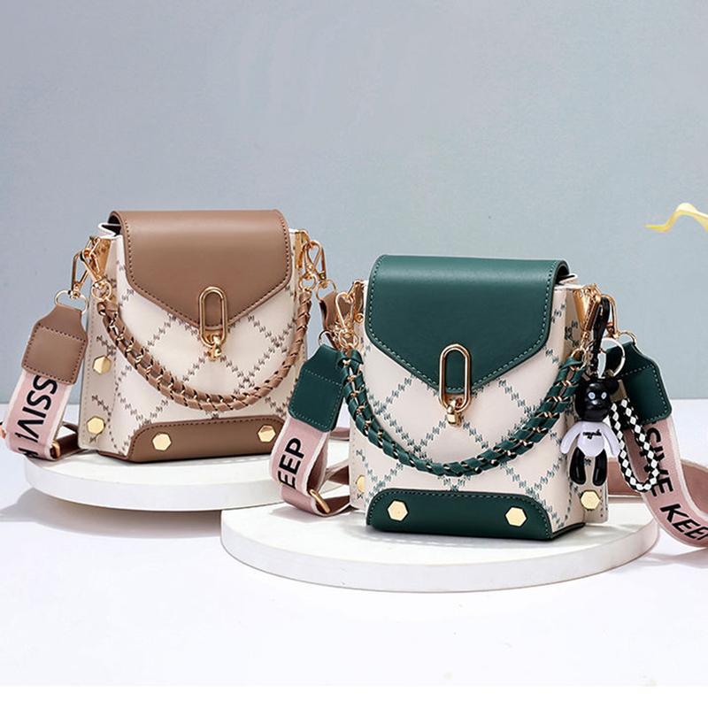 Women Mini Plaid Mobile Phone Bag Mini Rivet Crossbody Bag Fashion Chain Handbag & Purse