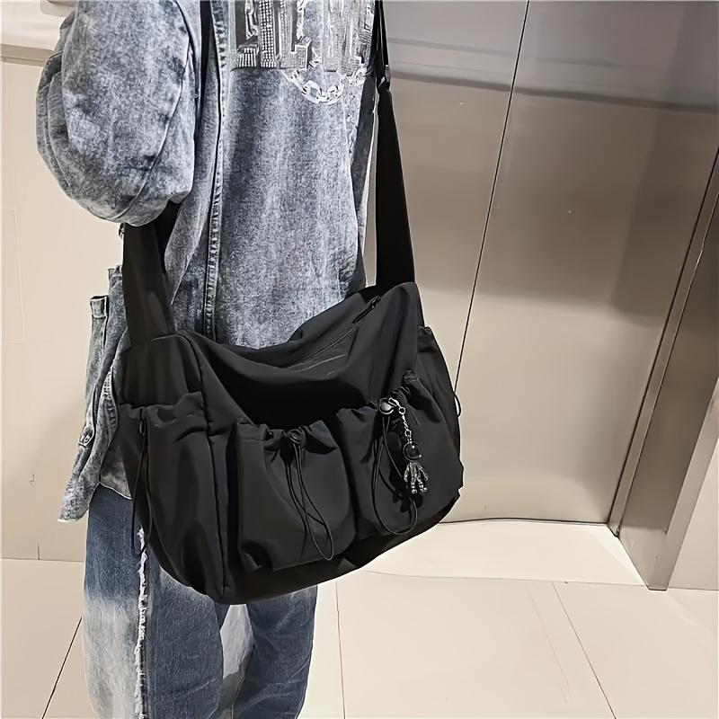 Casual Black And White Simple Men's Messenger Bag, Japanese Ins Versatile Women's Shoulder Bag, Large Capacity Couple Workwear Crossbody Bag